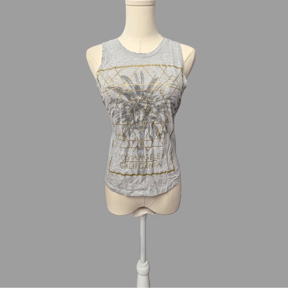 Popular Basics Light Gray Graphic Muscle Tee